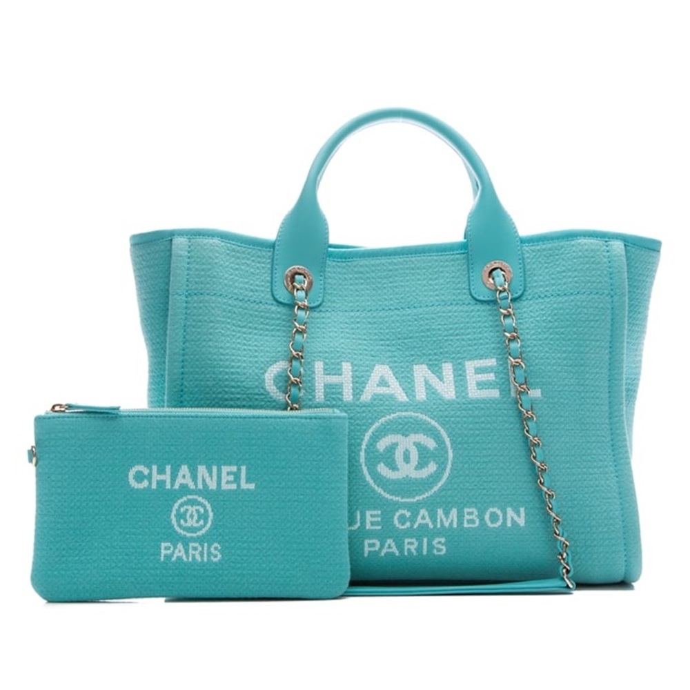 Authentic CHANEL 2025 Deauville Large Turquoise blue excellent condition